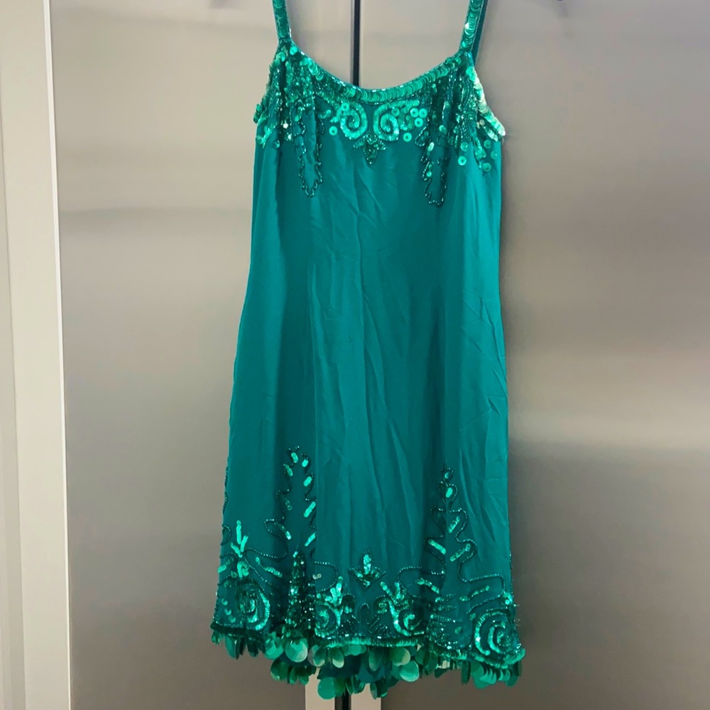 Unique green short dress